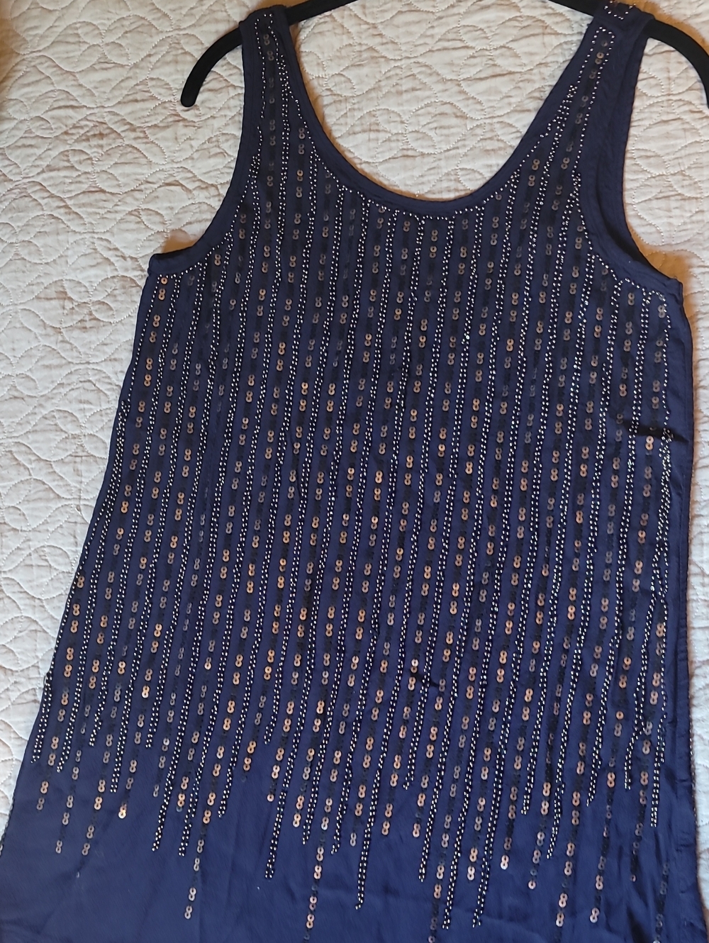 Forever 21 Navy Sequin Stripe Tank Top